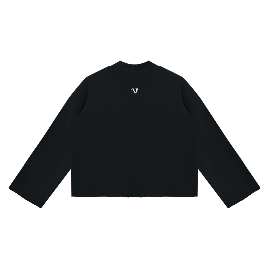 Unisex Mock Neck Raw Edge Boxy Sweatshirt
