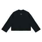 Unisex Mock Neck Raw Edge Boxy Sweatshirt