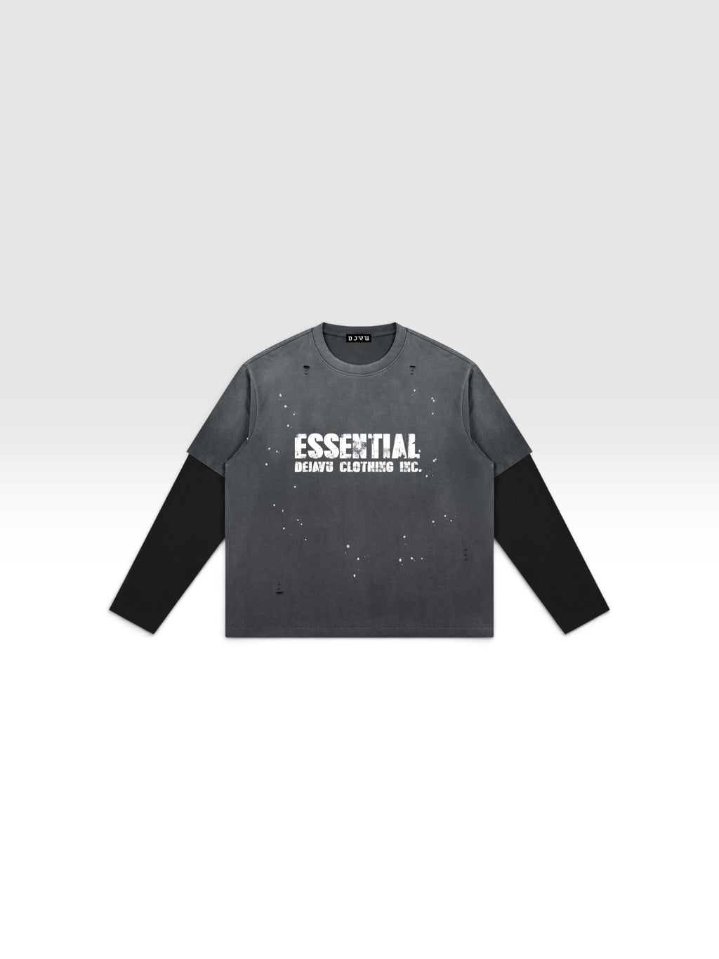 DEJAVU Unisex Vintage Wash Distressed Layer T-Shirt