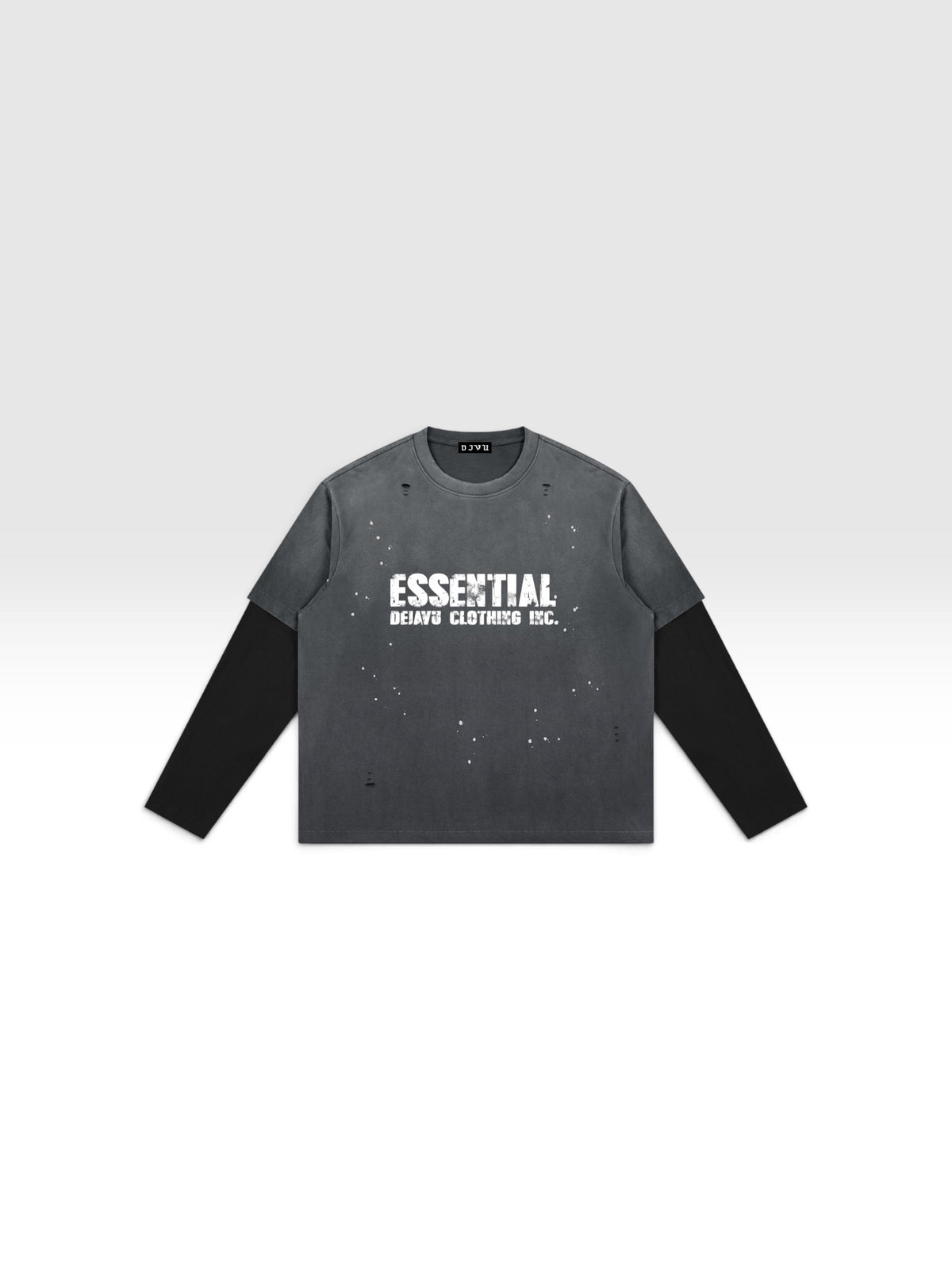 DEJAVU Unisex Vintage Wash Distressed Layer T-Shirt