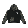 Unisex Colorblock Camo Full Zip Boxy Hoodie