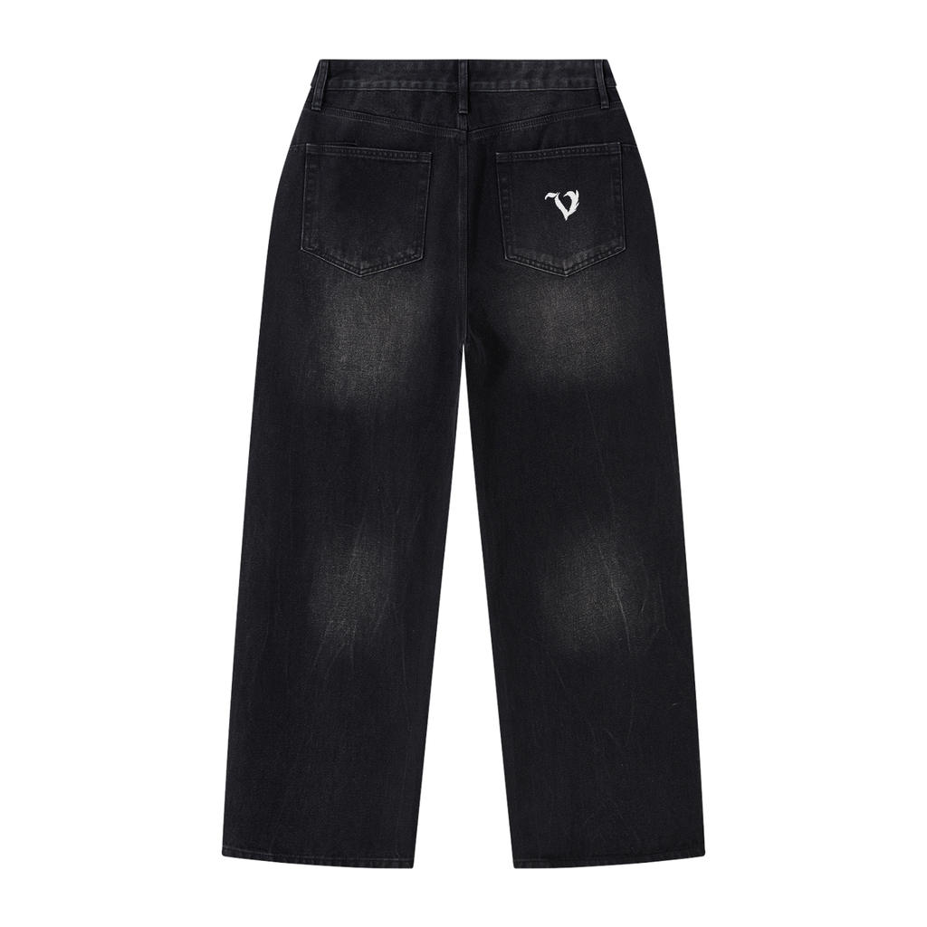 DEJAVU Men's Vintage Wash Wide Leg Jeans