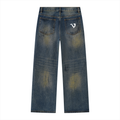 Men's Vintage Wash Wide Leg Denim Jeans
