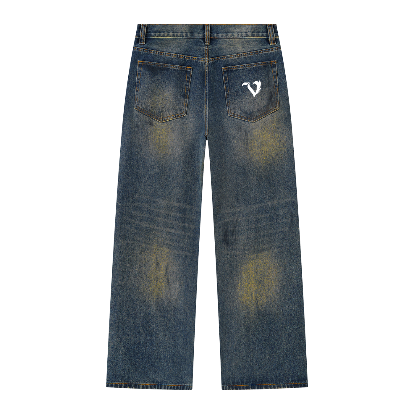 Men's Vintage Wash Wide Leg Denim Jeans