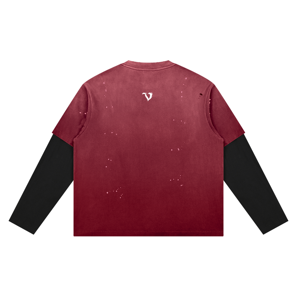 DEJAVU Unisex Vintage Wash Distressed Layer T-Shirt