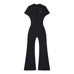 DEJAVU Women’s Tight Flared Leg Quarter-Zip Jumpsuit