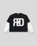 Layered Contrast Sleeve Cotton T-Shirt