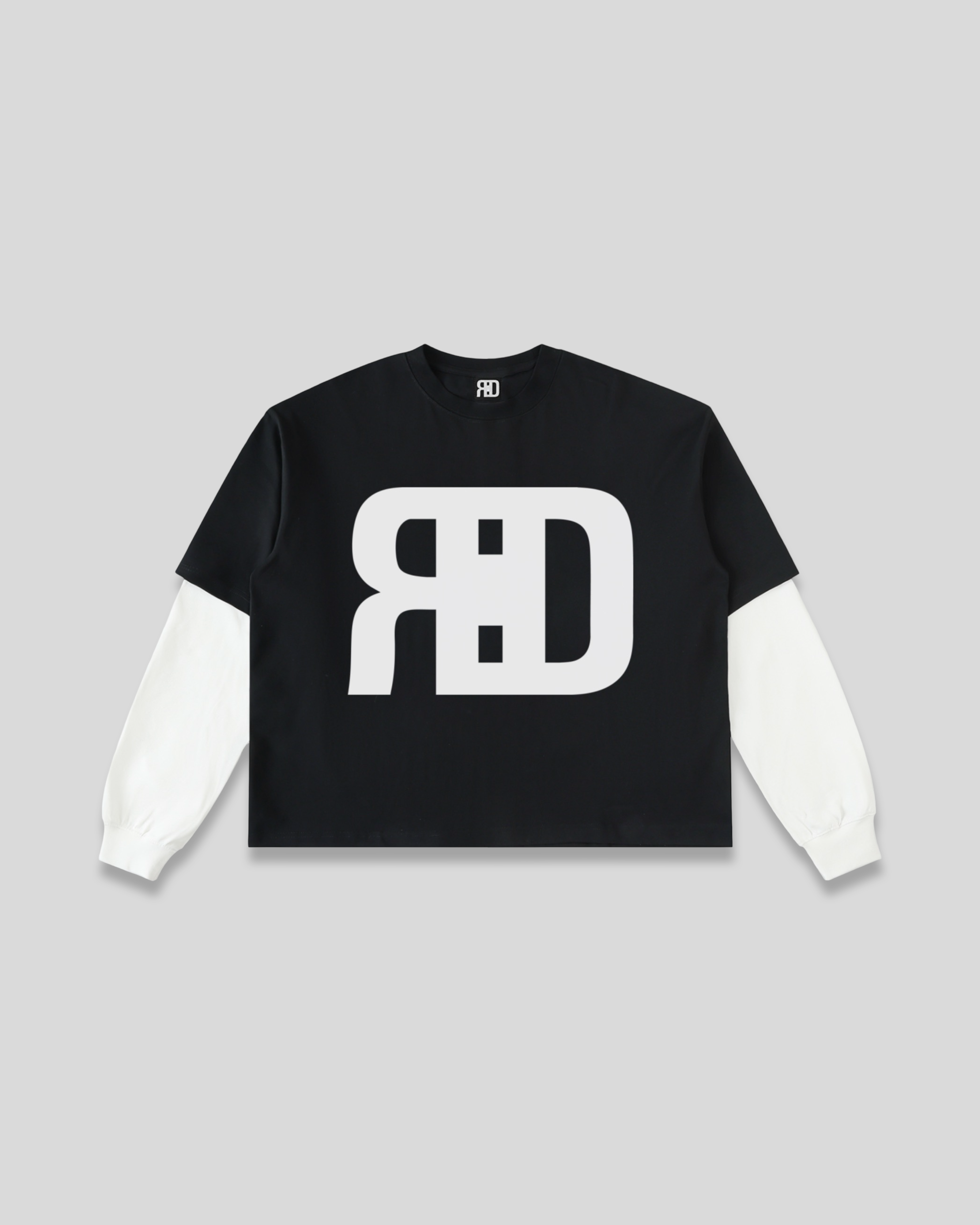 Layered Contrast Sleeve Cotton T-Shirt