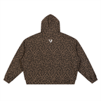 DEJAVU Unisex Leopard Print Waffle Full Zip Hoodie