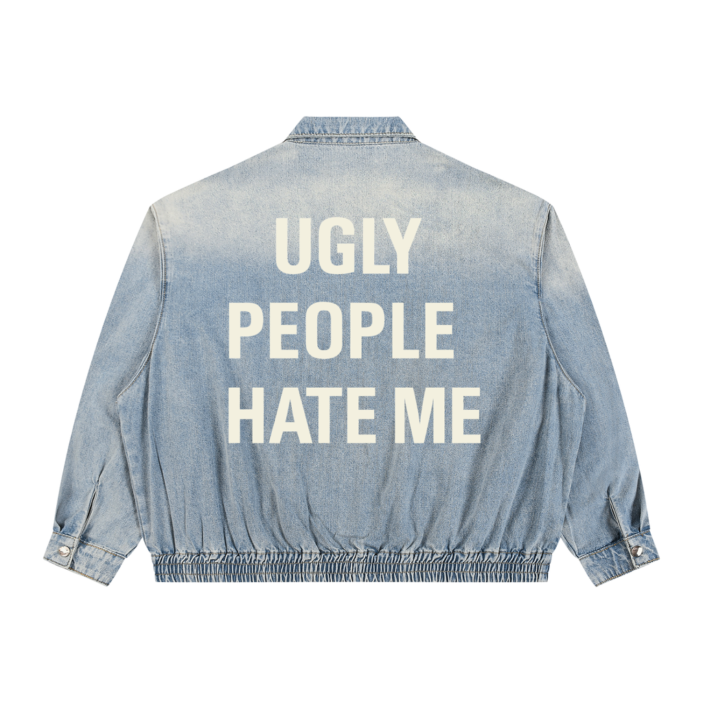 Unisex Vintage Wash Full-Zip Denim Jacket