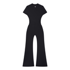 DEJAVU Women’s Tight Flared Leg Quarter-Zip Jumpsuit