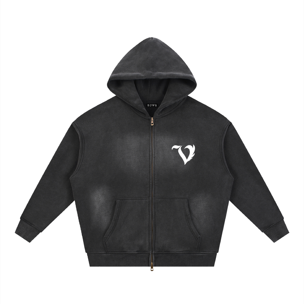 DEJAVU ZIP HOODIE BLACK