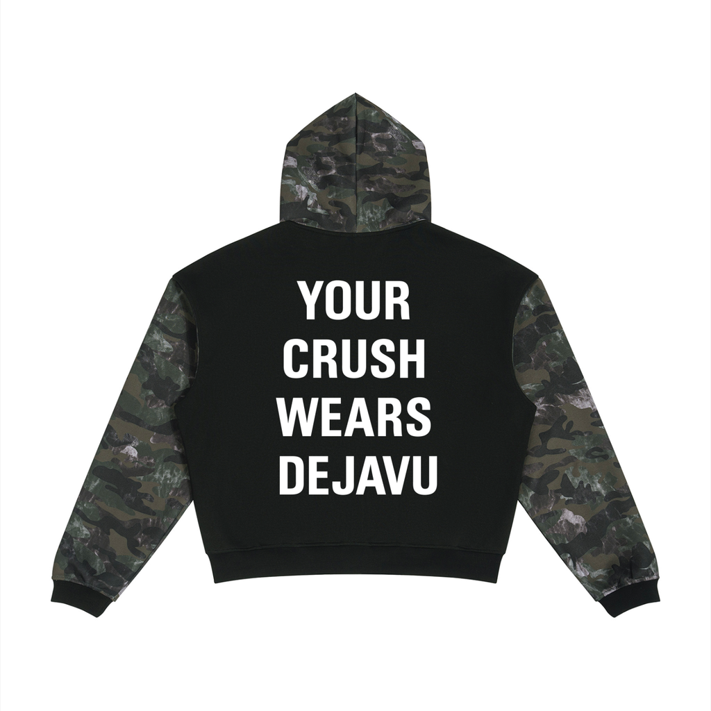 Unisex Colorblock Camo Full Zip Boxy Hoodie