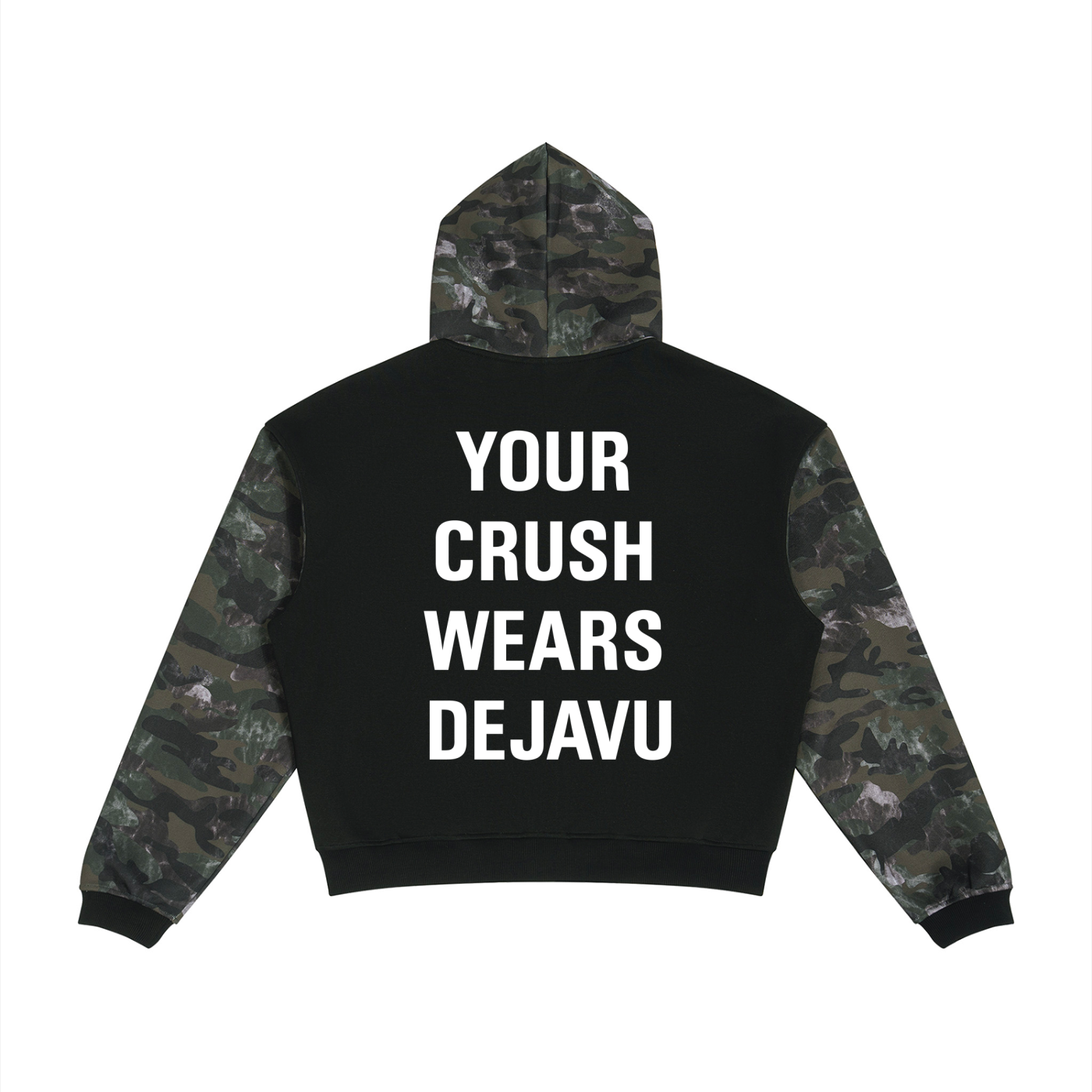 Unisex Colorblock Camo Full Zip Boxy Hoodie