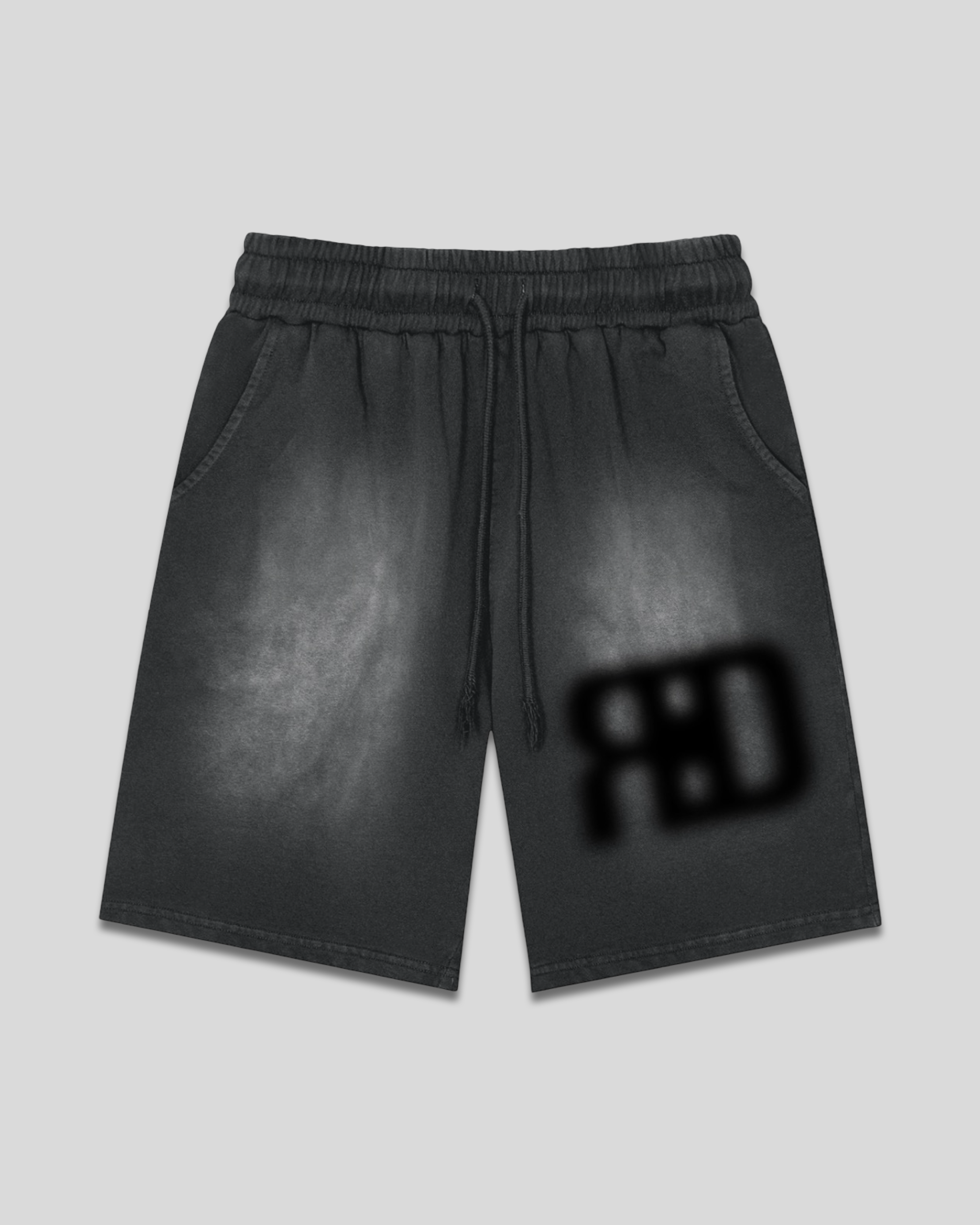 Rectangle Patch Monkey Washed Shorts