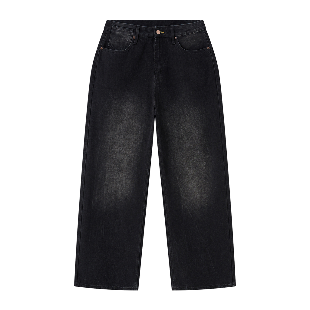 DEJAVU Men's Vintage Wash Wide Leg Jeans