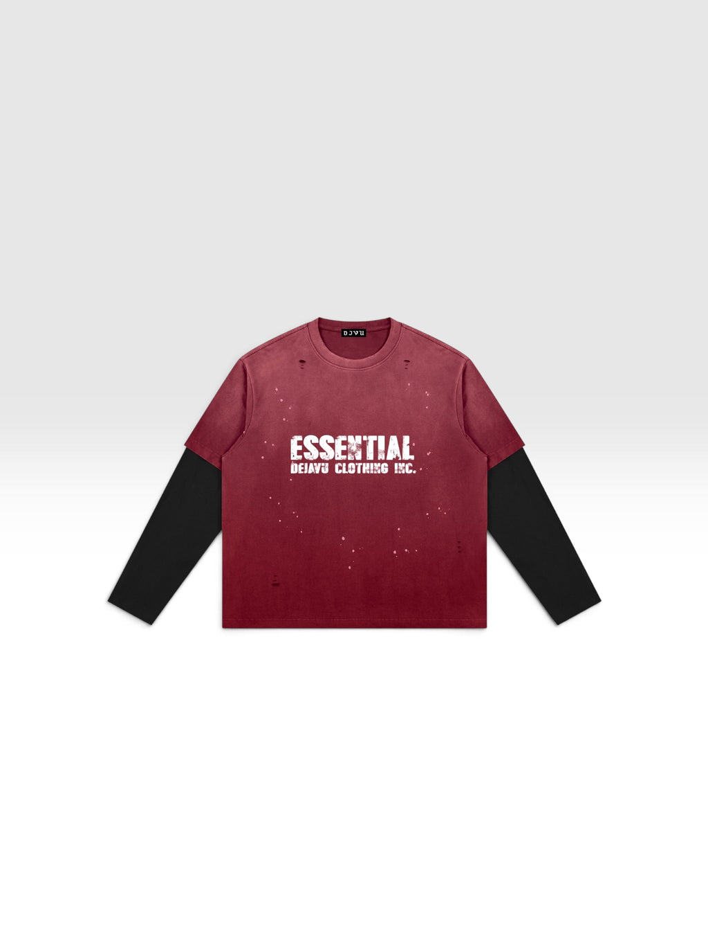 DEJAVU Unisex Vintage Wash Distressed Layer T-Shirt