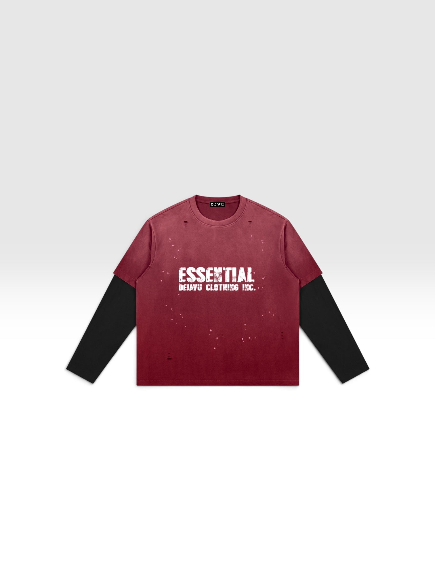DEJAVU Unisex Vintage Wash Distressed Layer T-Shirt