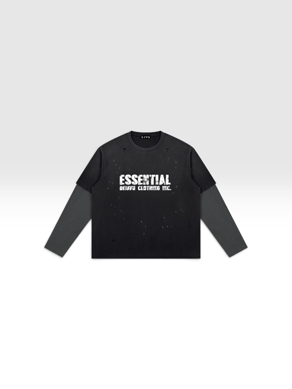 DEJAVU Unisex Vintage Wash Distressed Layer T-Shirt