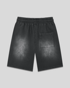 Rectangle Patch Monkey Washed Shorts
