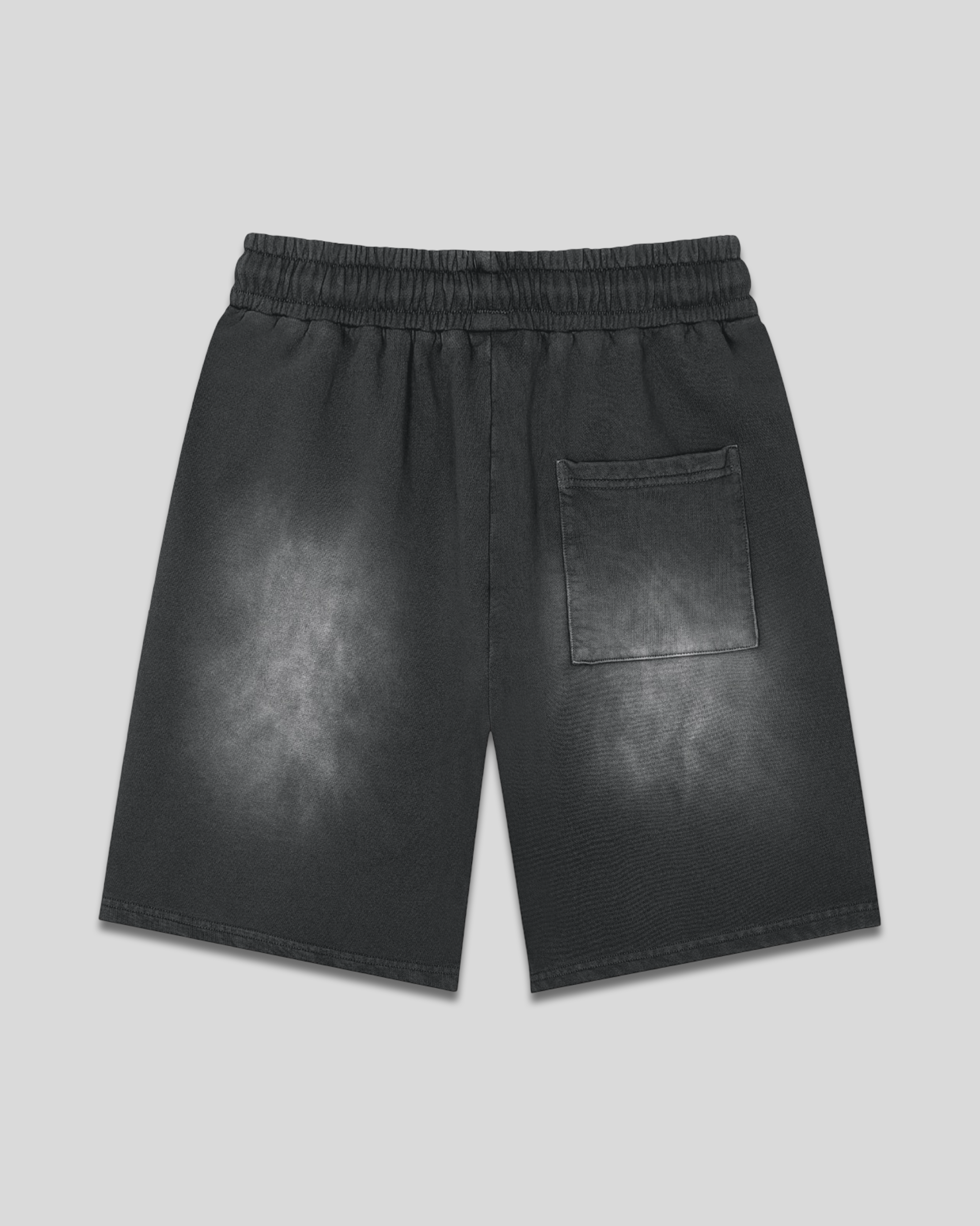 Rectangle Patch Monkey Washed Shorts