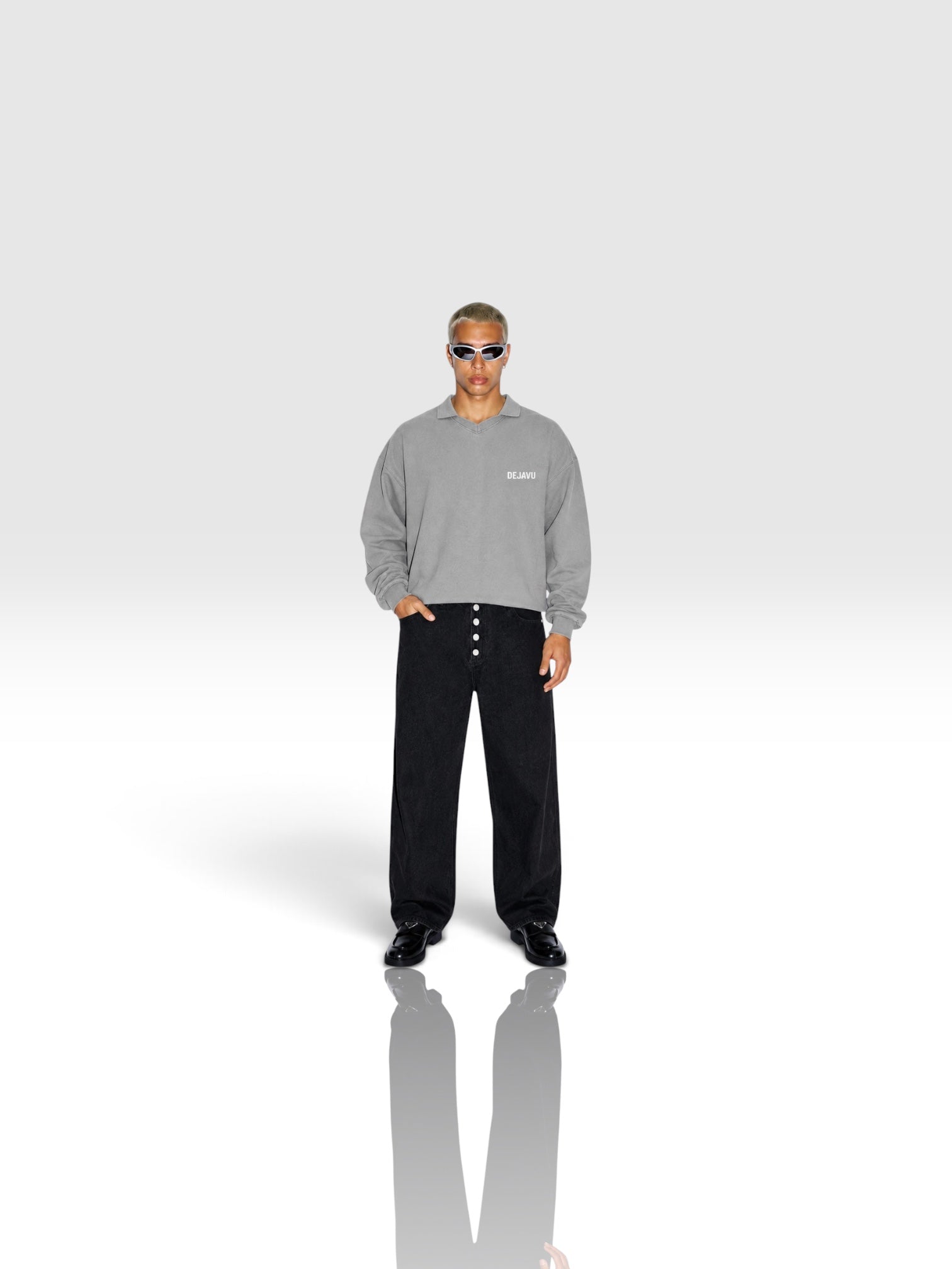 DEJAVU Unisex Mineral Wash Pullover Sweatshirt