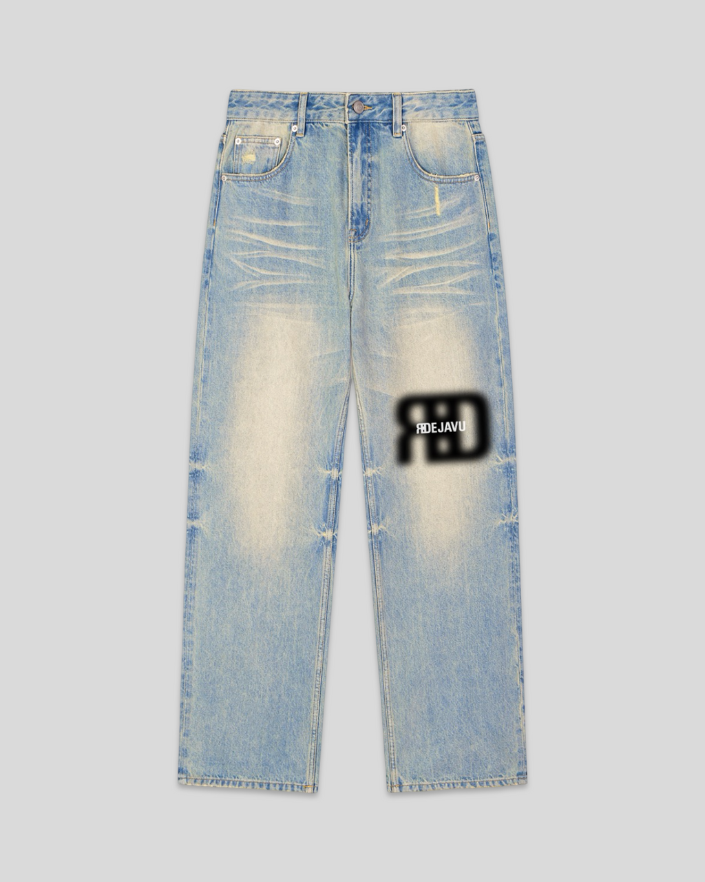 RE:VISION X DEJAVU  Sun Fade Raw Hem Denim Jeans