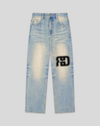 RE:VISION X DEJAVU  Sun Fade Raw Hem Denim Jeans