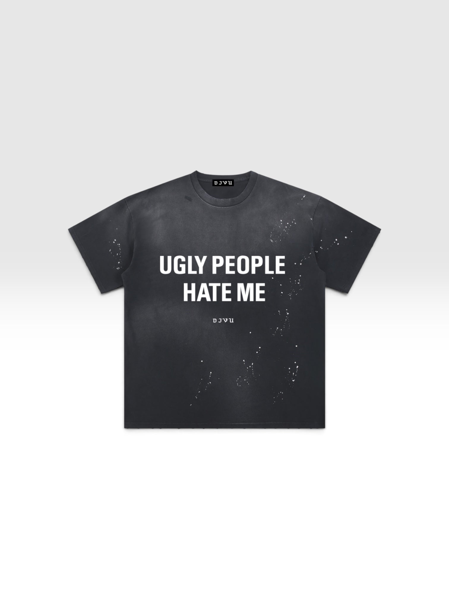 DEJAVUHand-Frayed Sunfade Paint Splatter T-Shirt