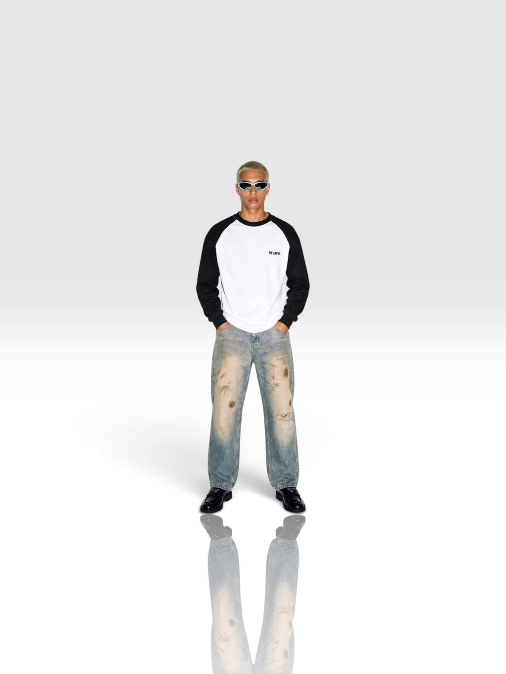 DEJAVU Color-Blocked Raglan Long-Sleeve T-Shirt