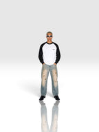 DEJAVU Color-Blocked Raglan Long-Sleeve T-Shirt