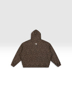 DEJAVU Unisex Leopard Print Waffle Full Zip Hoodie
