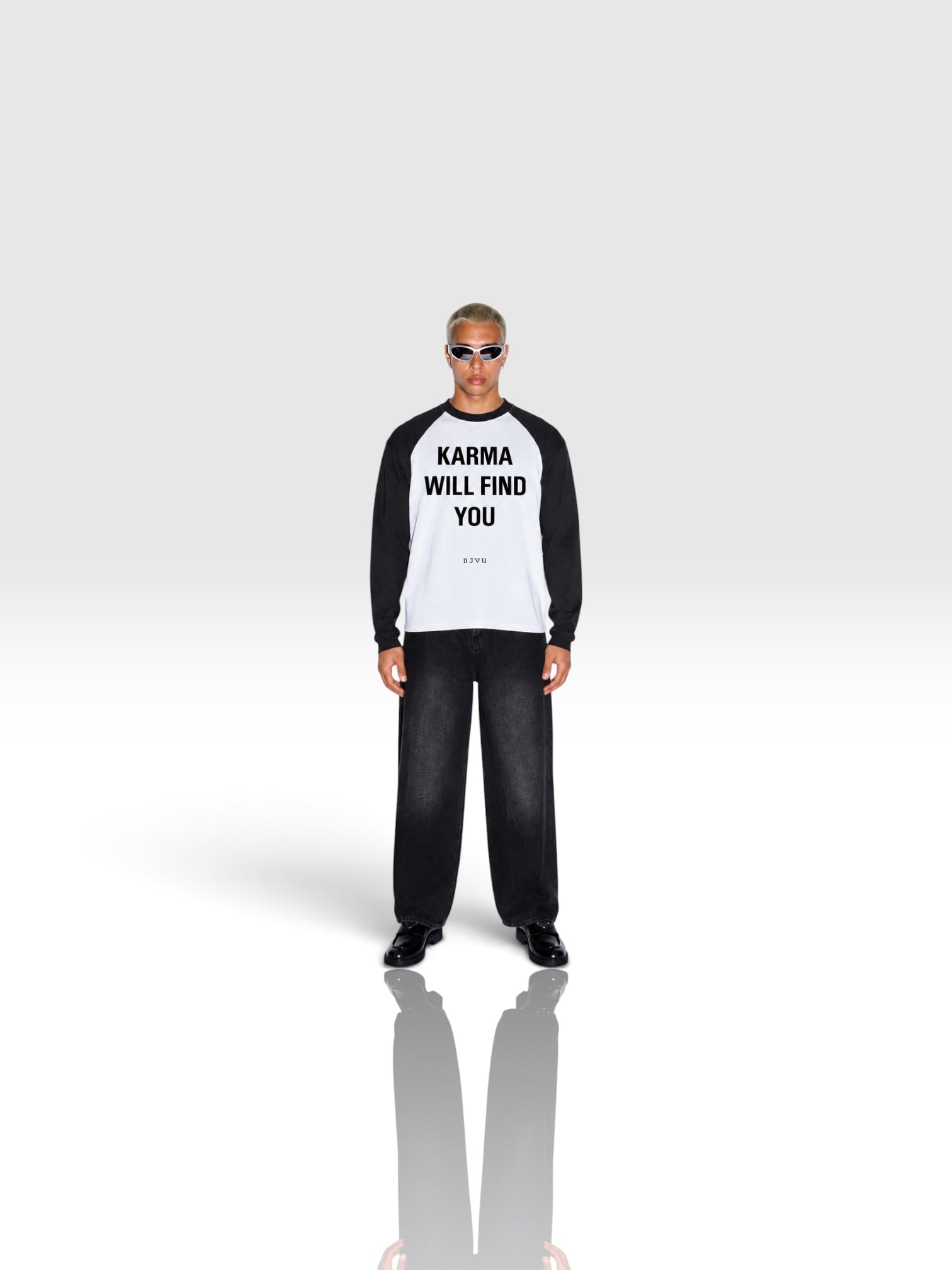 DEJAVU Color-Blocked Raglan Long-Sleeve T-Shirt