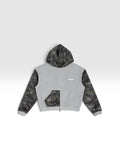 DEJAVU Unisex Colorblock Camo Full Zip Boxy Hoodie