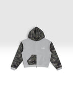 DEJAVU Unisex Colorblock Camo Full Zip Boxy Hoodie