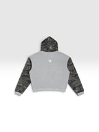 DEJAVU Unisex Colorblock Camo Full Zip Boxy Hoodie