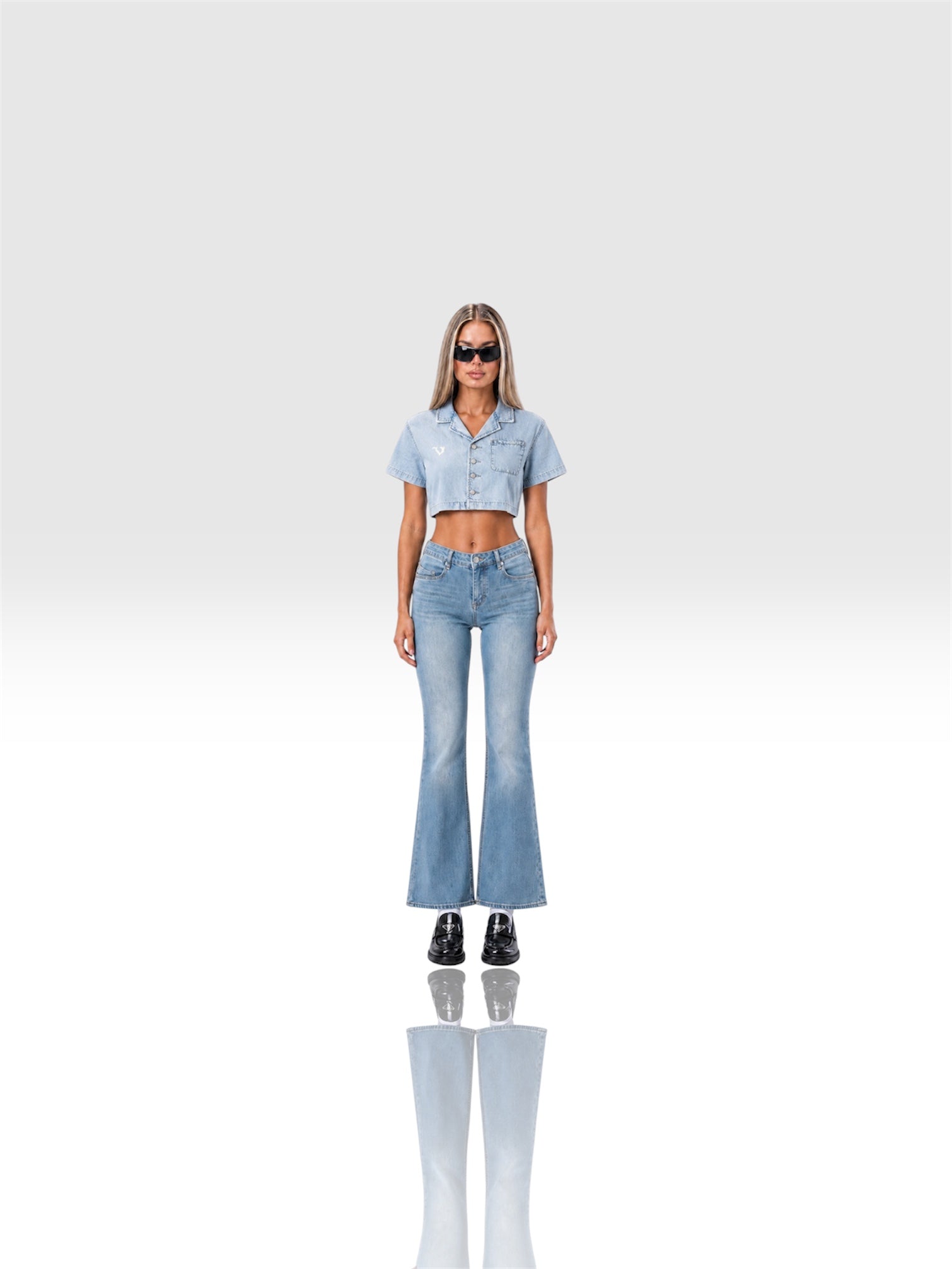 DEJAVU DENIM CROPPED SHIRT
