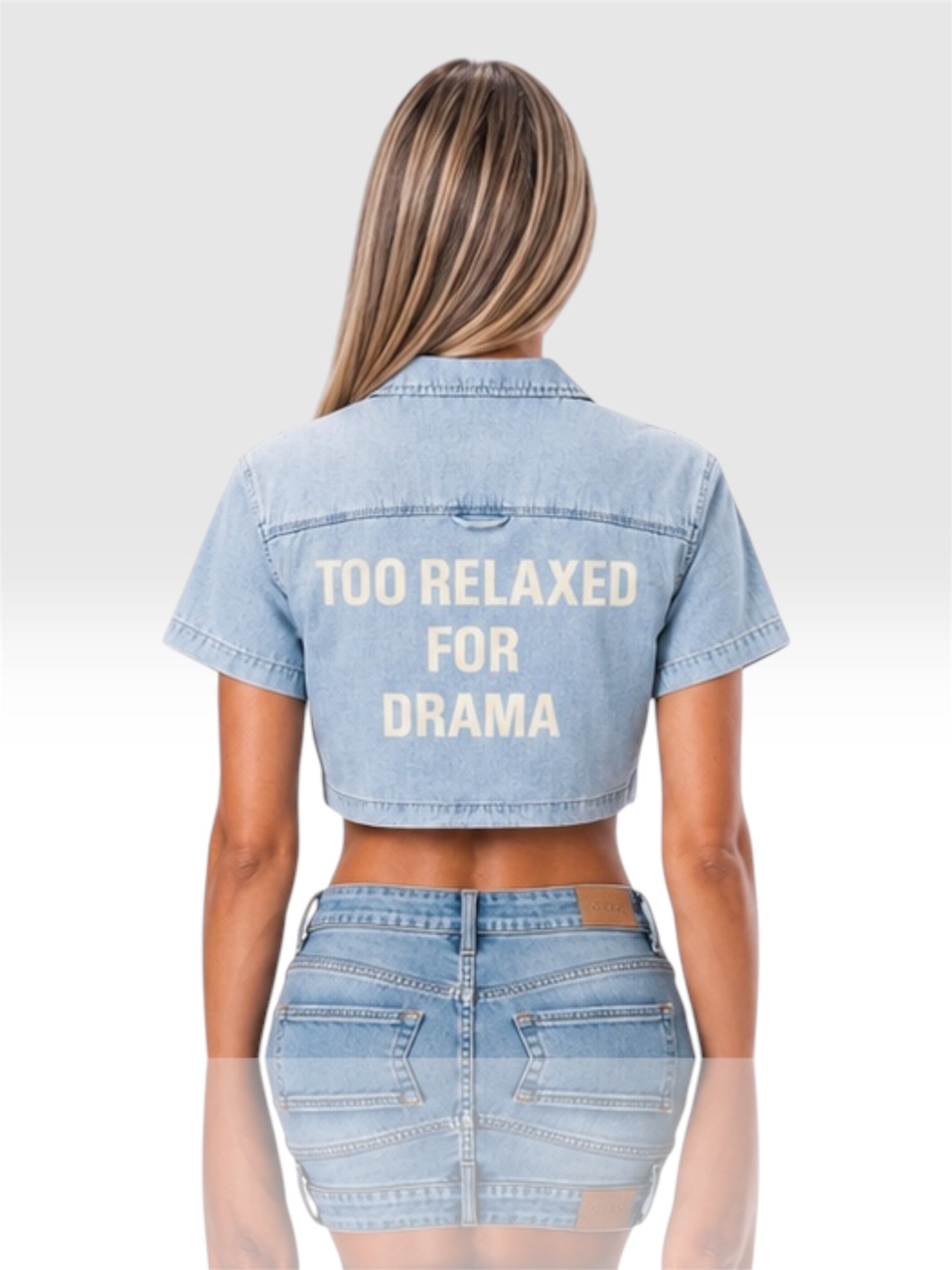 DEJAVU DENIM CROPPED SHIRT