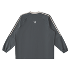 DEJAVU Color-Block V-Neck Long-Sleeve T-Shirt