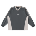 DEJAVU Color-Block V-Neck Long-Sleeve T-Shirt
