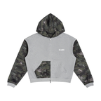 Unisex Colorblock Camo Full Zip Boxy Hoodie