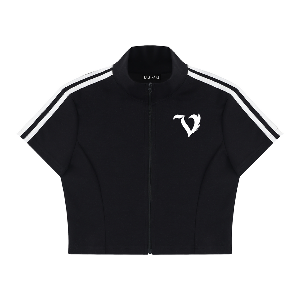 DEJAVU CROPPED ZIP TOP