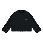 Unisex Mock Neck Raw Edge Boxy Sweatshirt