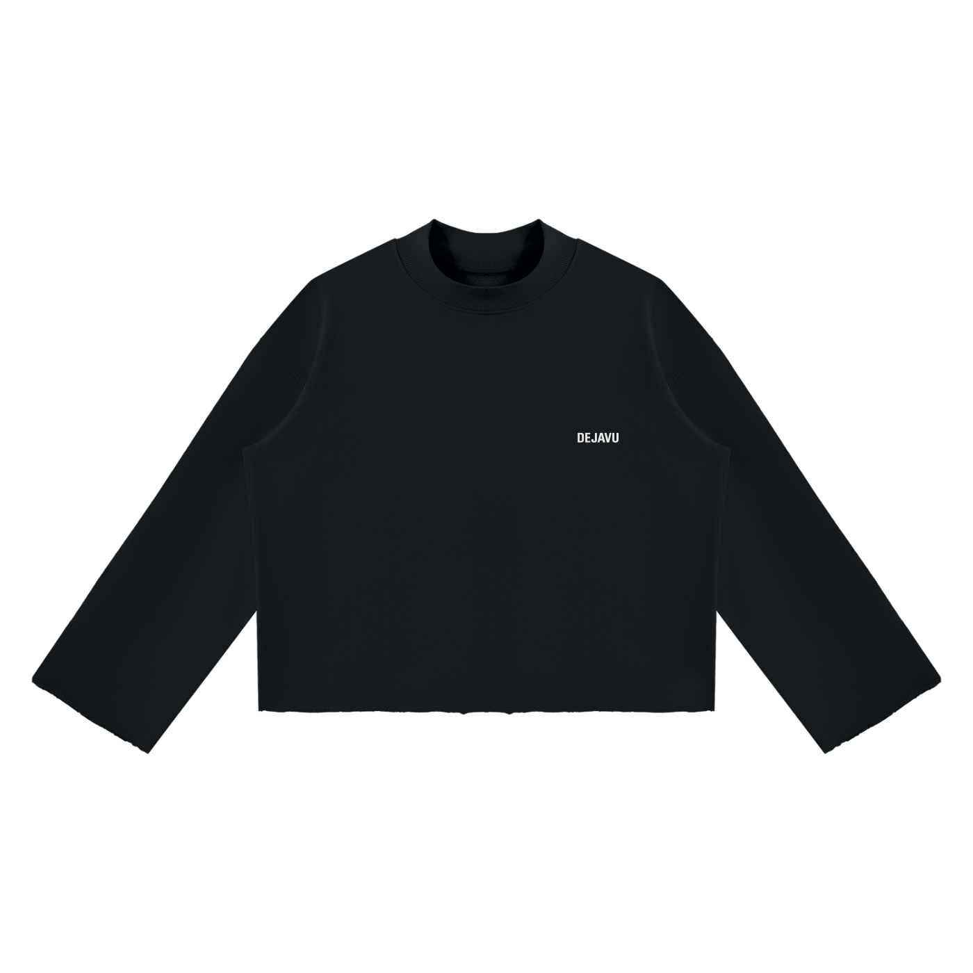 Unisex Mock Neck Raw Edge Boxy Sweatshirt