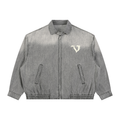 Unisex Vintage Wash Full-Zip Denim Jacket
