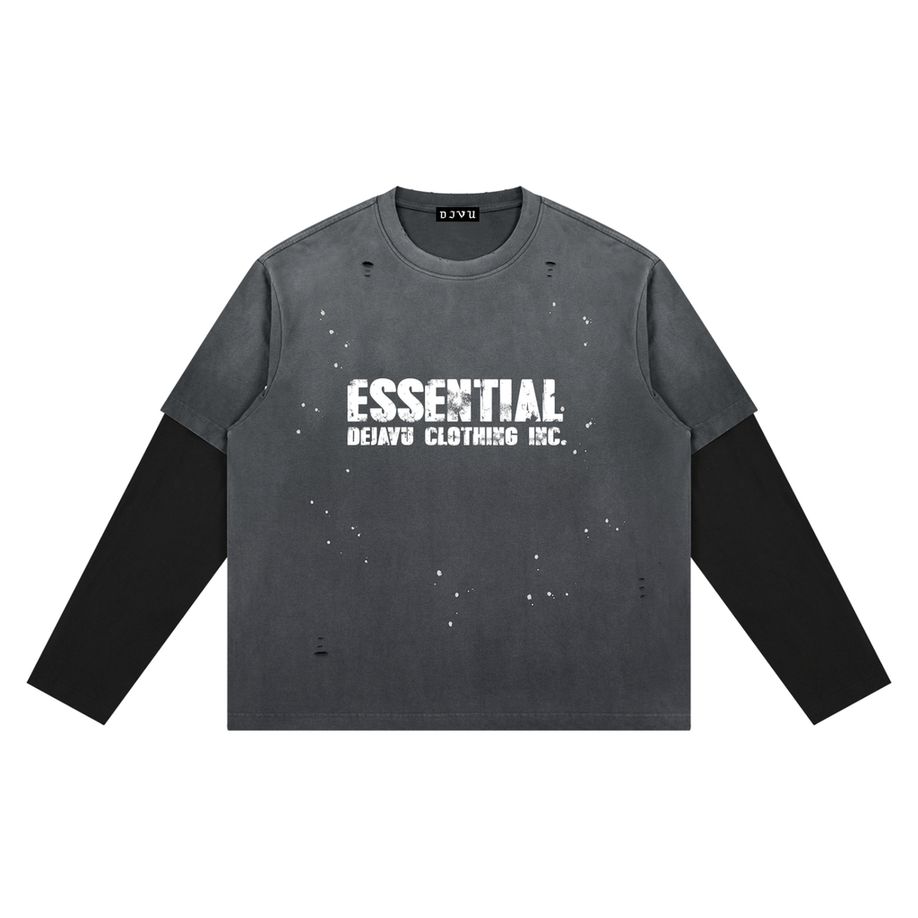 Unisex Vintage Wash Distressed Layer T-Shirt