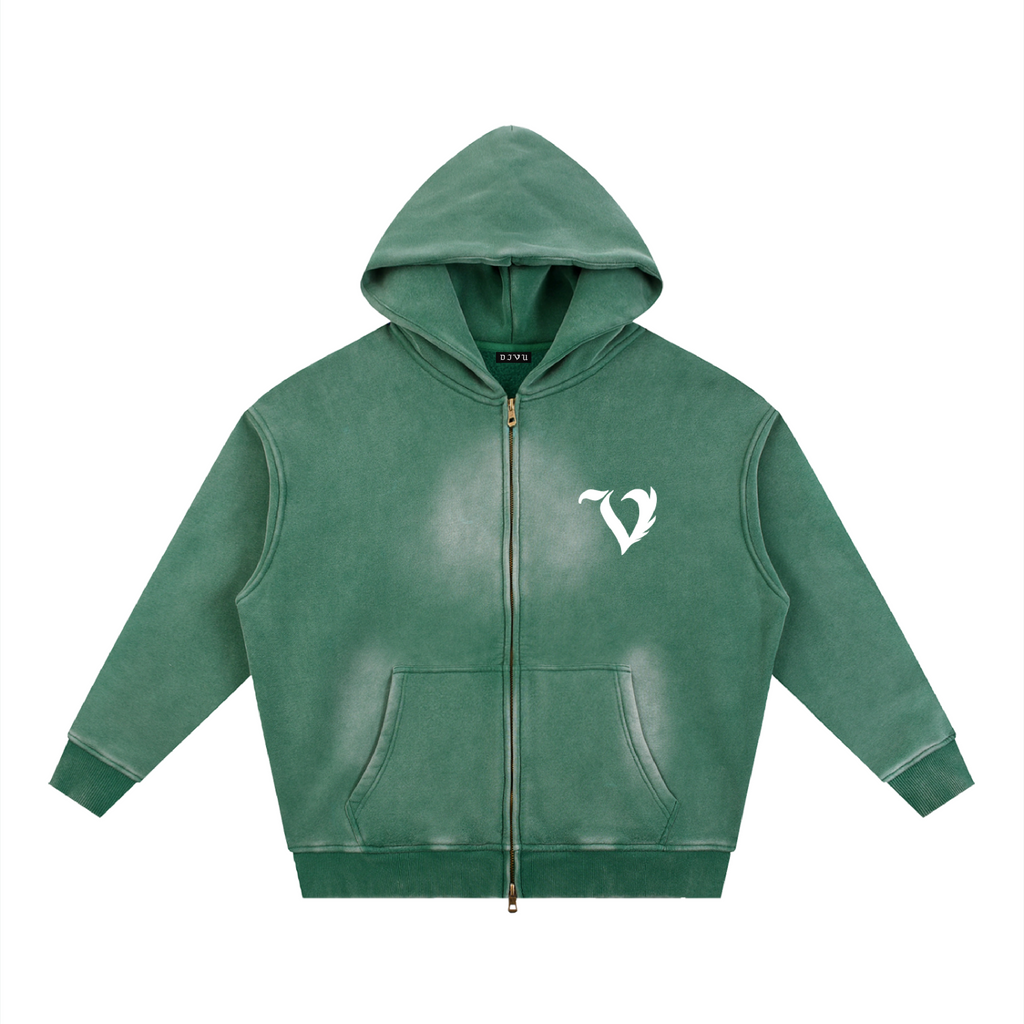 DEJAVU ZIP HOODIE GREEN
