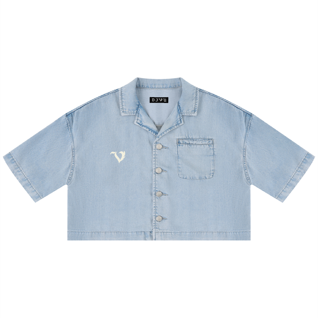 DEJAVU DENIM CROPPED SHIRT
