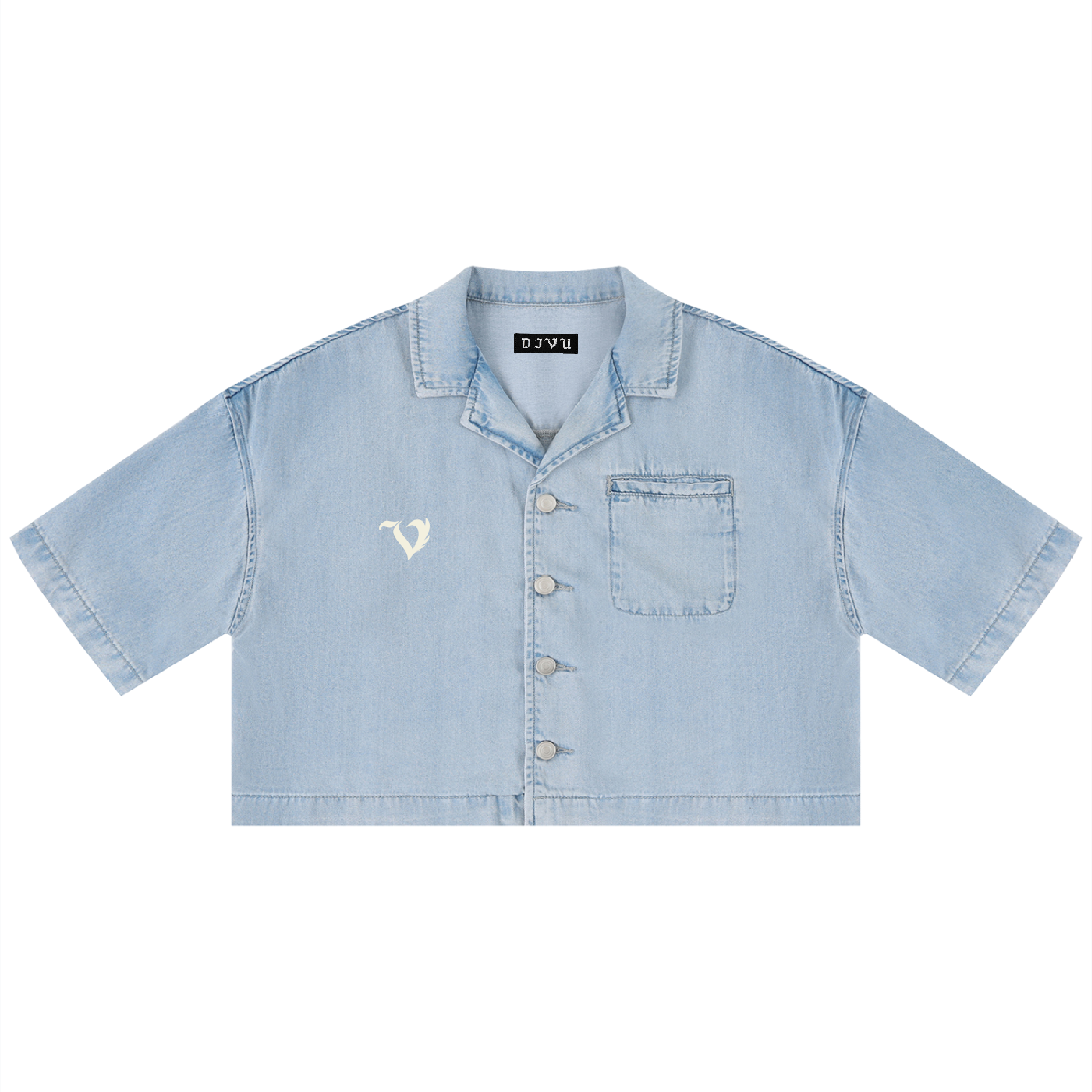 DEJAVU DENIM CROPPED SHIRT